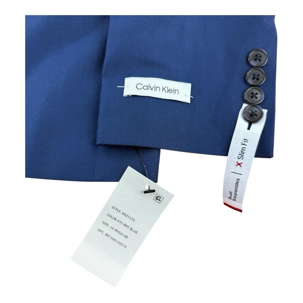Calvin Klein Youth 16R Blazer Blue 2-Button Peak Lapel‎ Double Vent NWT